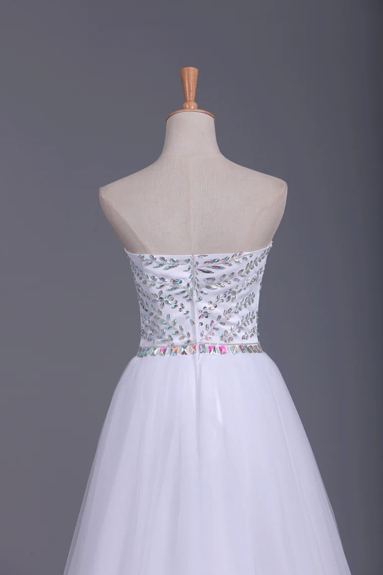 Sweetheart Party Dress Beaded Bodice A Line Tulle